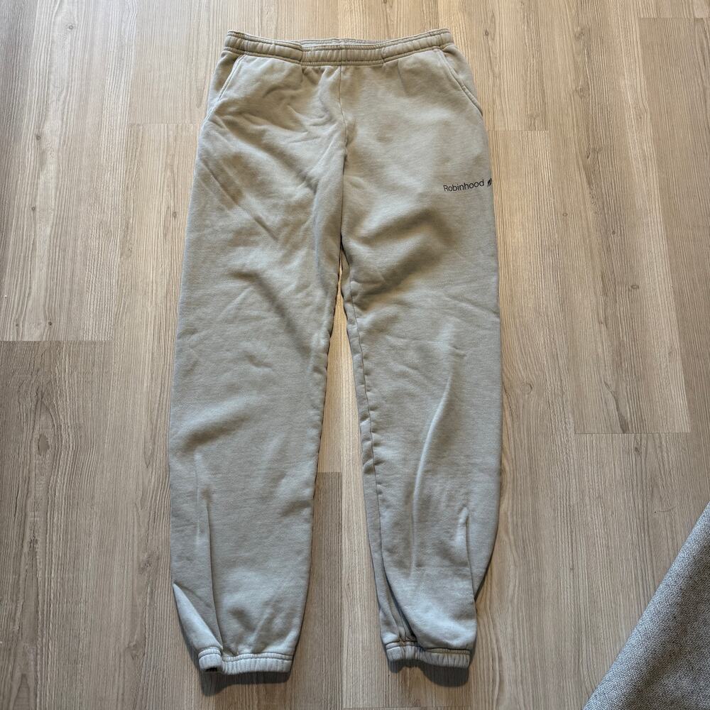 Men's Upcycle Robinhood Gold Investments Gray Jogger Sweats Sweatpants Sz Medium
